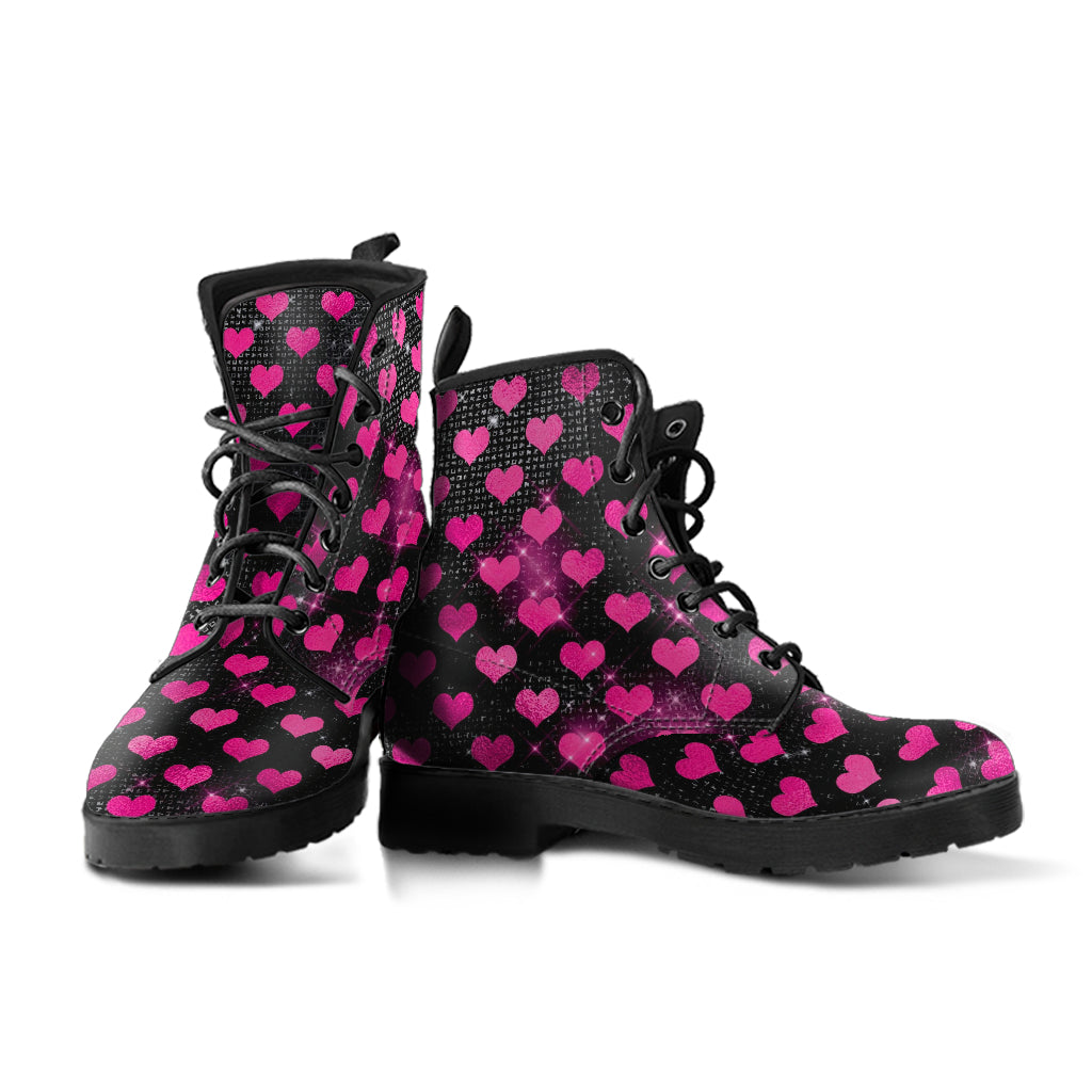 Combat Boots - Hot Pink Pattern #103 | Unisex Adult Shoes