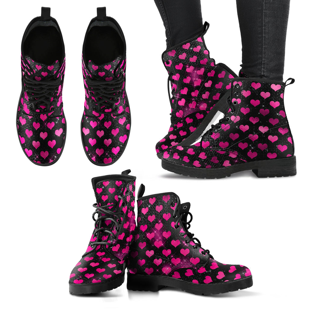 Combat Boots - Hot Pink Pattern #103 | Unisex Adult Shoes