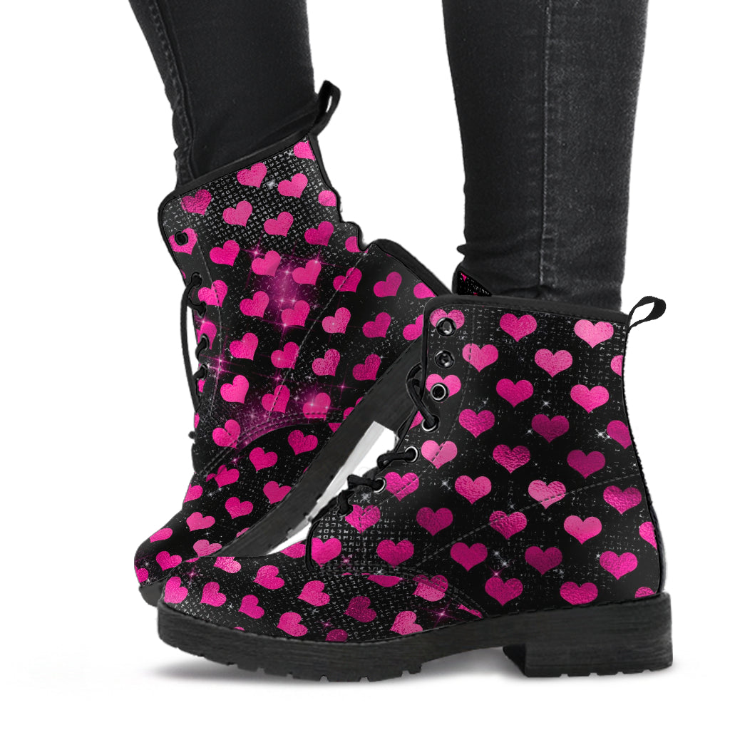 Combat Boots - Hot Pink Pattern #103 | Unisex Adult Shoes