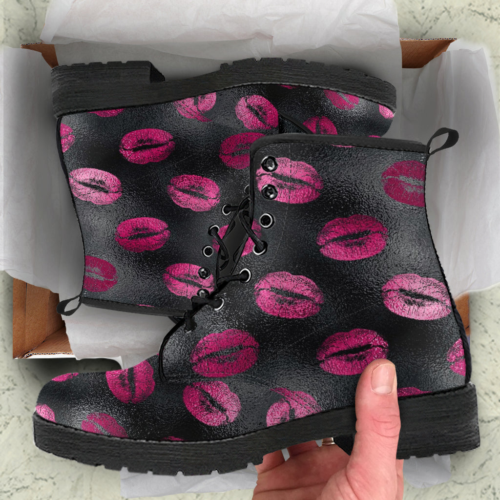 Combat Boots - Hot Pink Pattern #104 | Unisex Adult Shoes