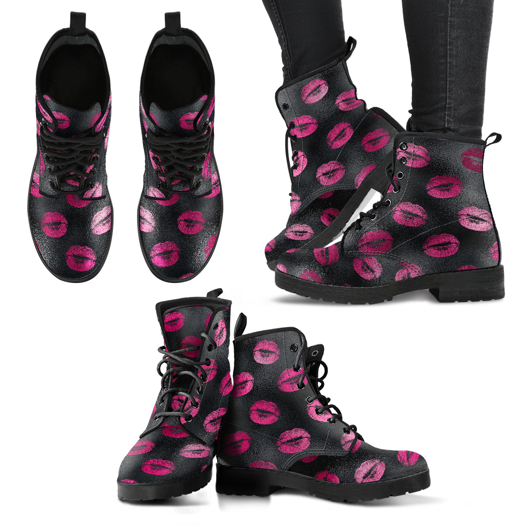 Combat Boots - Hot Pink Pattern #104 | Unisex Adult Shoes