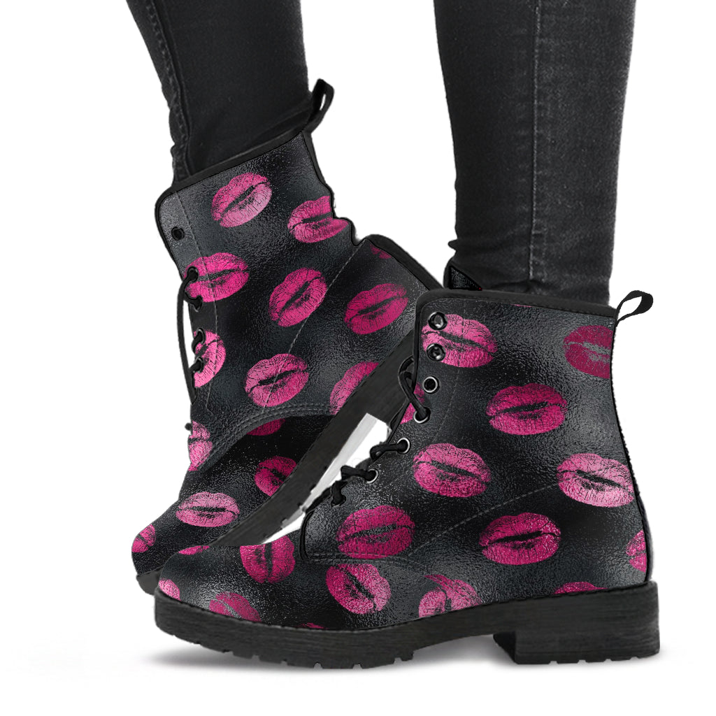 Combat Boots - Hot Pink Pattern #104 | Unisex Adult Shoes