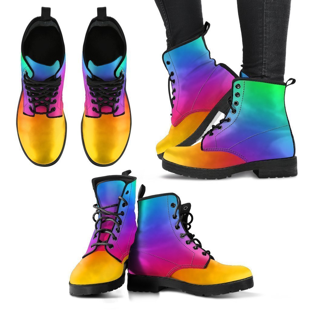Combat Boots - Rainbow Shoes | Boho Shoes Vegan Leather
