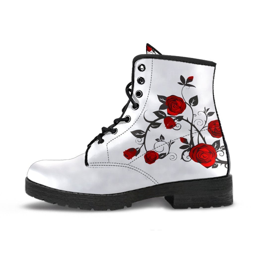 Combat Boots - Rose Art | Boho Shoes Handmade Boots Vegan