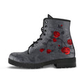 Combat Boots - Rose Art Grunge Gray | Boho Shoes Handmade