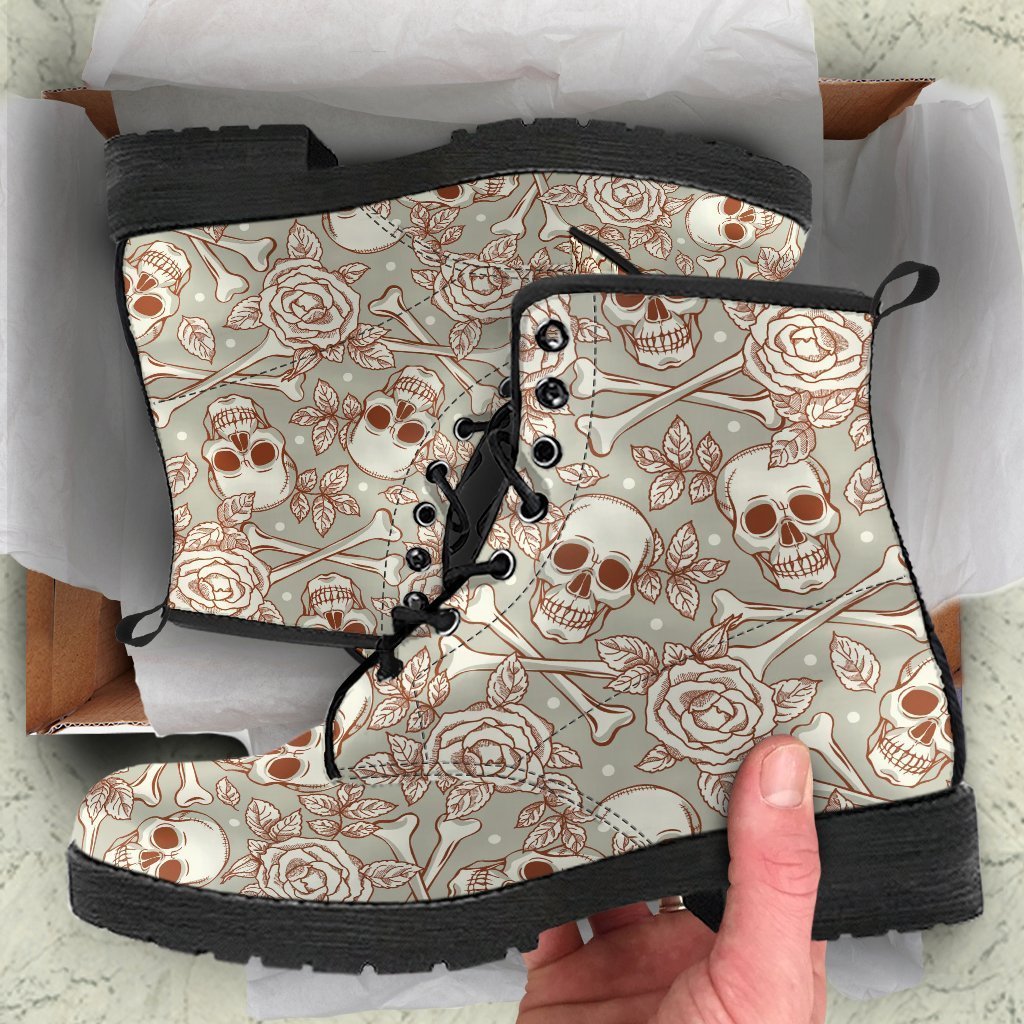 Combat Boots - Skulls & Roses | Boho Shoes Goth Boots