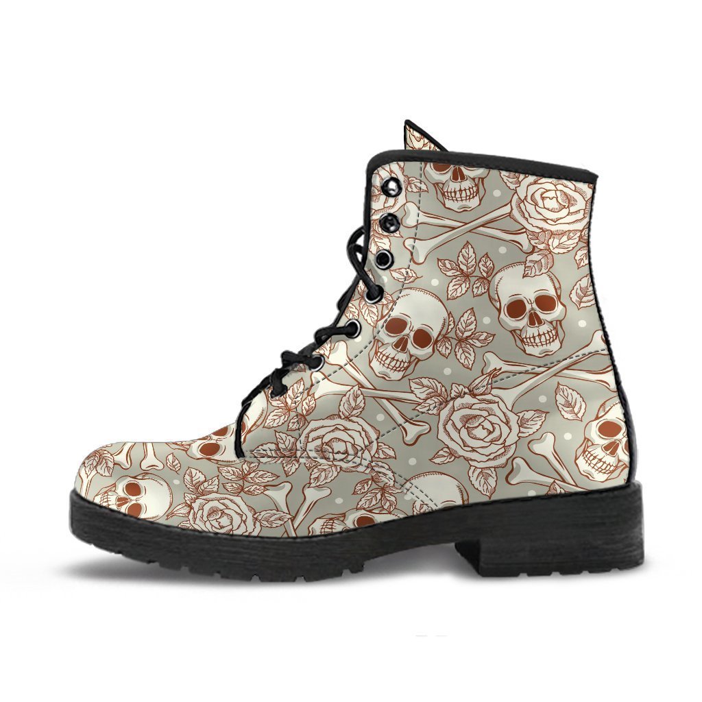Combat Boots - Skulls & Roses | Boho Shoes Goth Boots