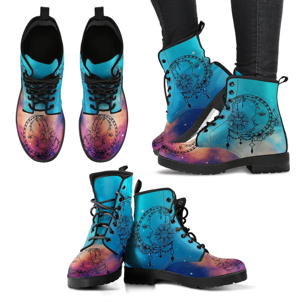 Combat Boots - Sun and Moon Boots #15 Galaxy | Custom Shoes