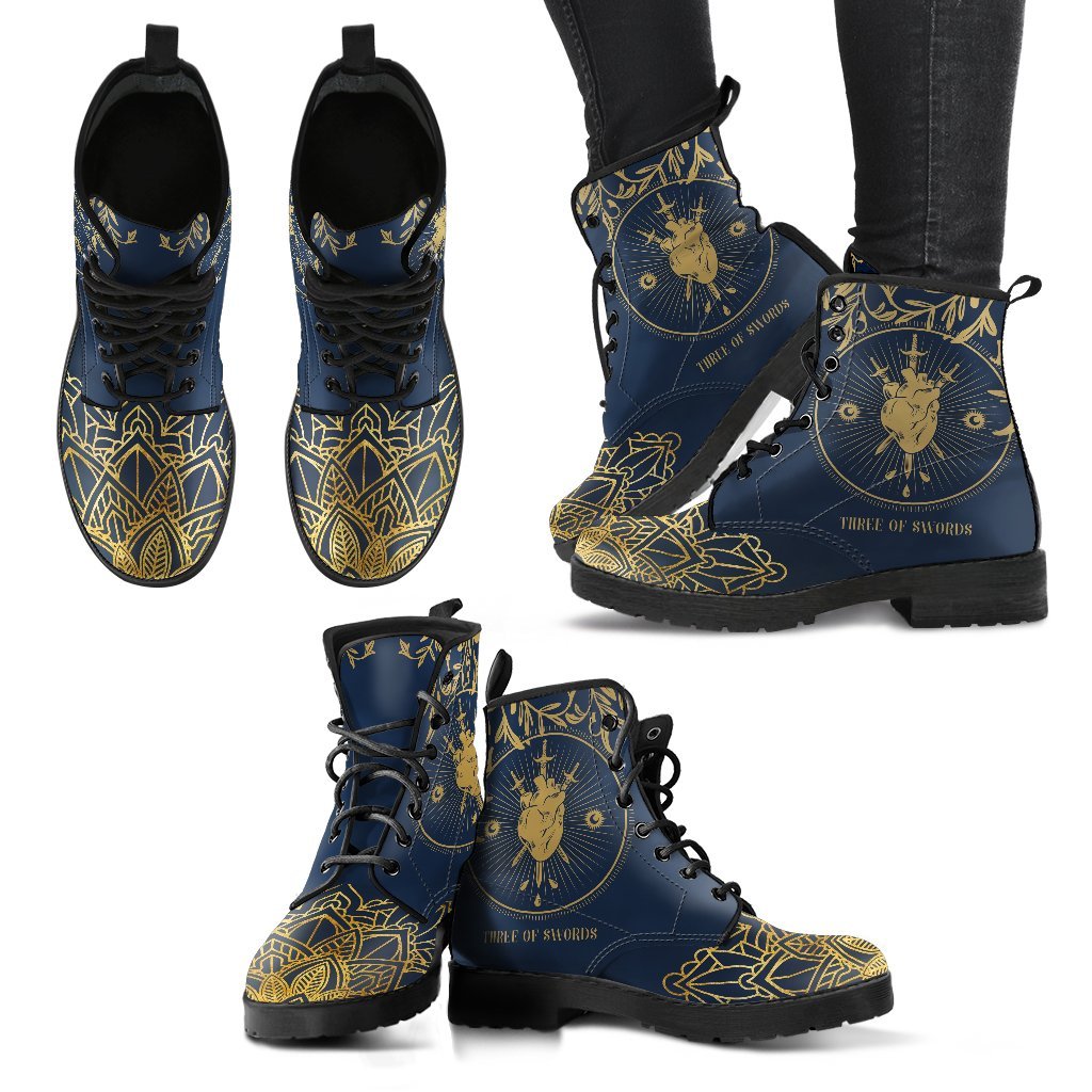 Combat Boots - Three of Swords | Tarot Art Vegan Leather