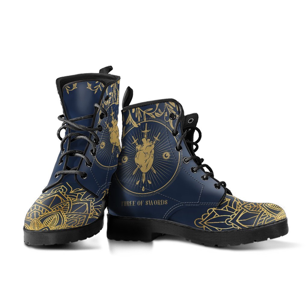 Combat Boots - Three of Swords | Tarot Art Vegan Leather