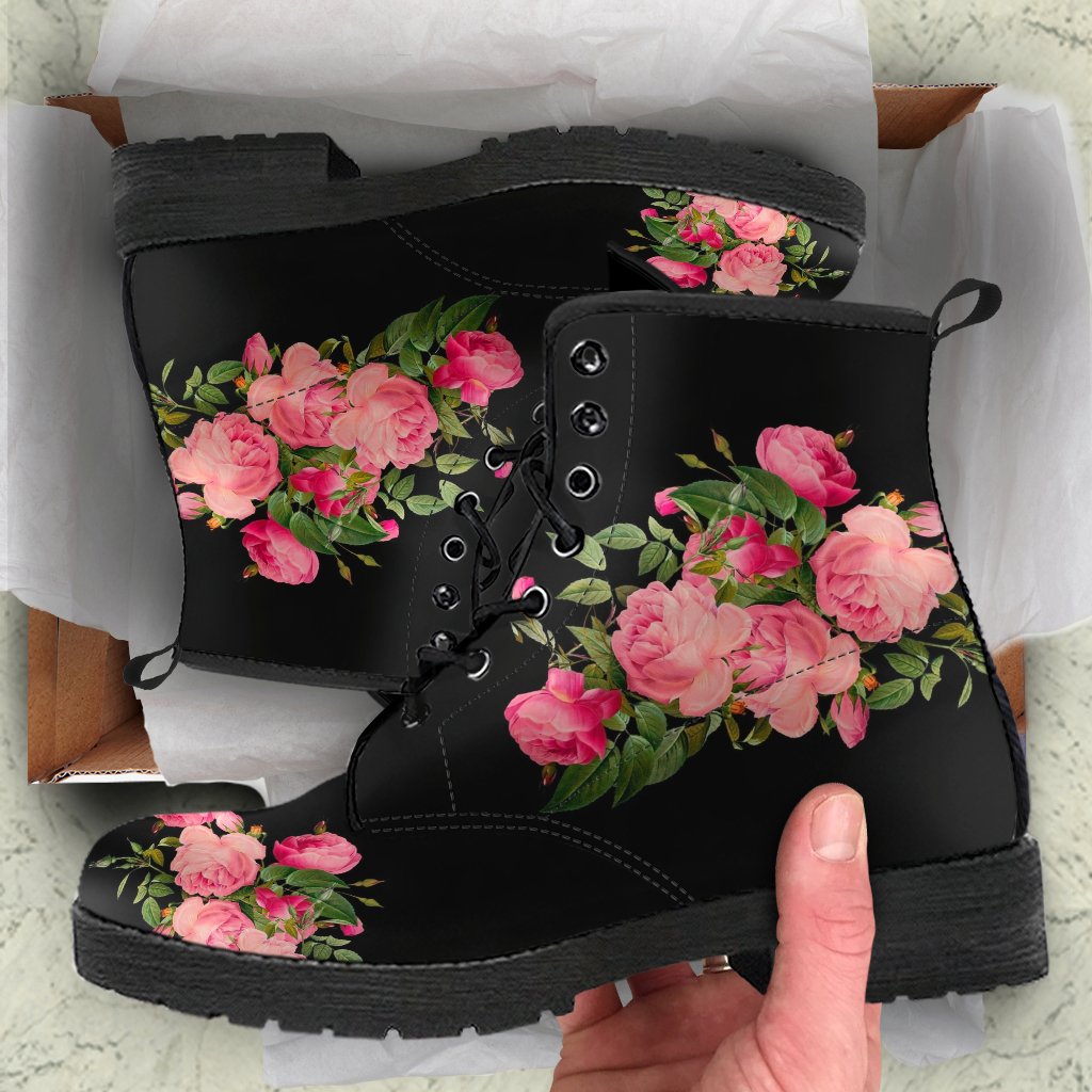 Combat Boots - Vintage Roses (Black) | Women’s Black