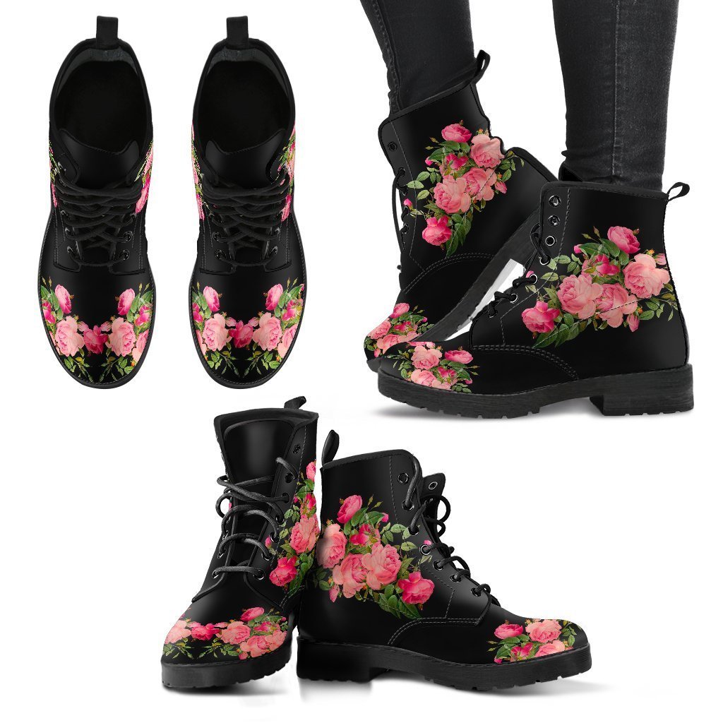 Combat Boots - Vintage Roses (Black) | Women’s Black