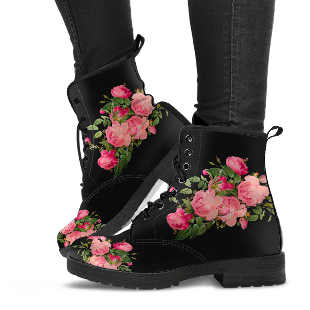 Combat Boots - Vintage Roses (Black) | Women’s Black
