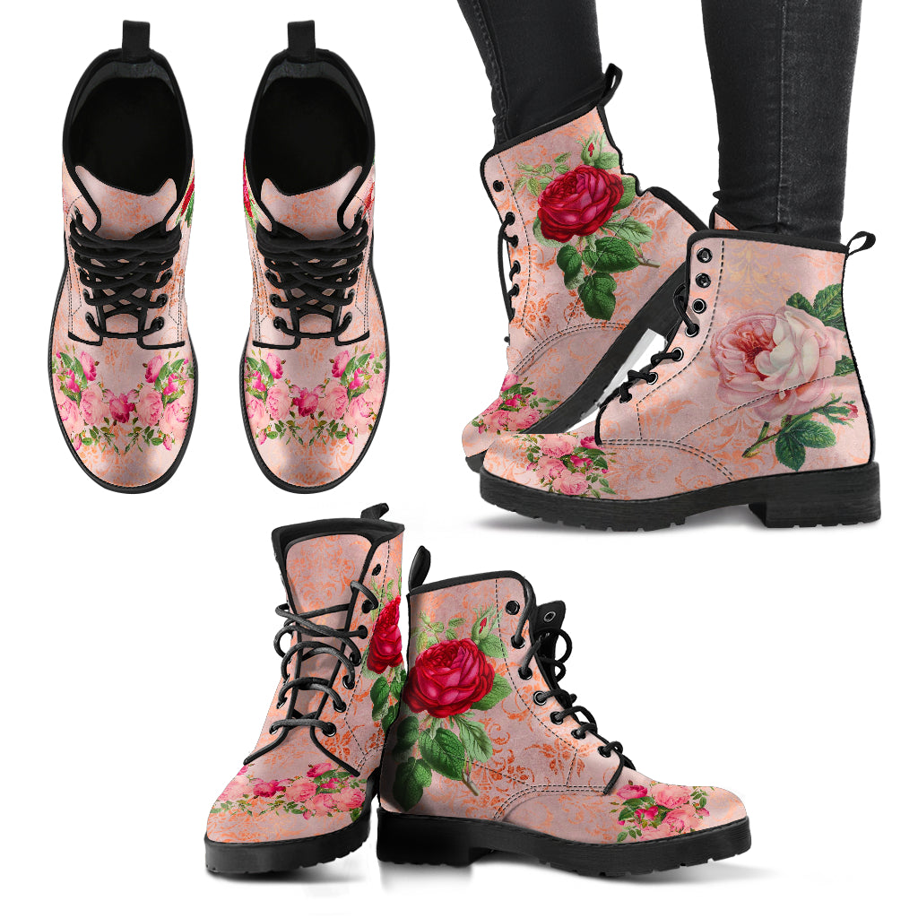 Combat Boots - Vintage Style Flowers #101N | Boho Bride