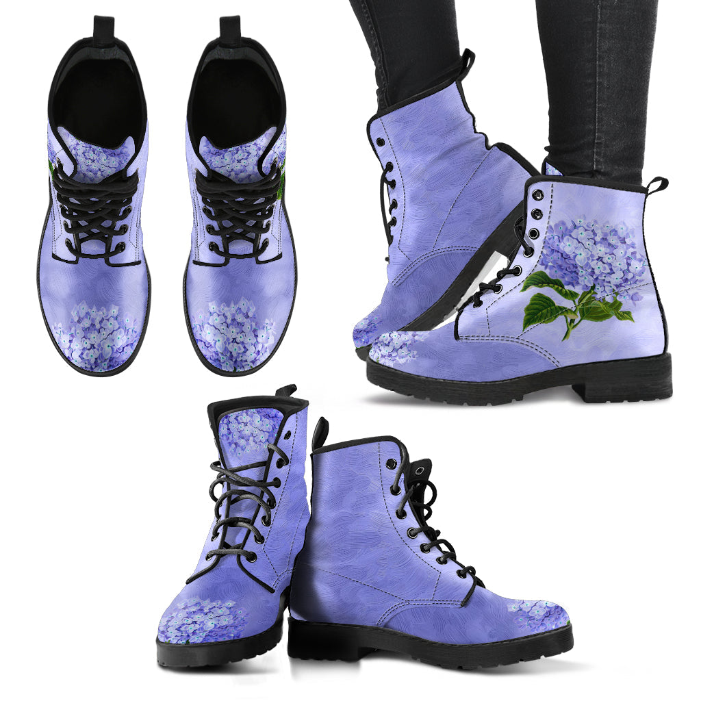 Combat Boots - Vintage Style Purple Flowers | Boho Shoes