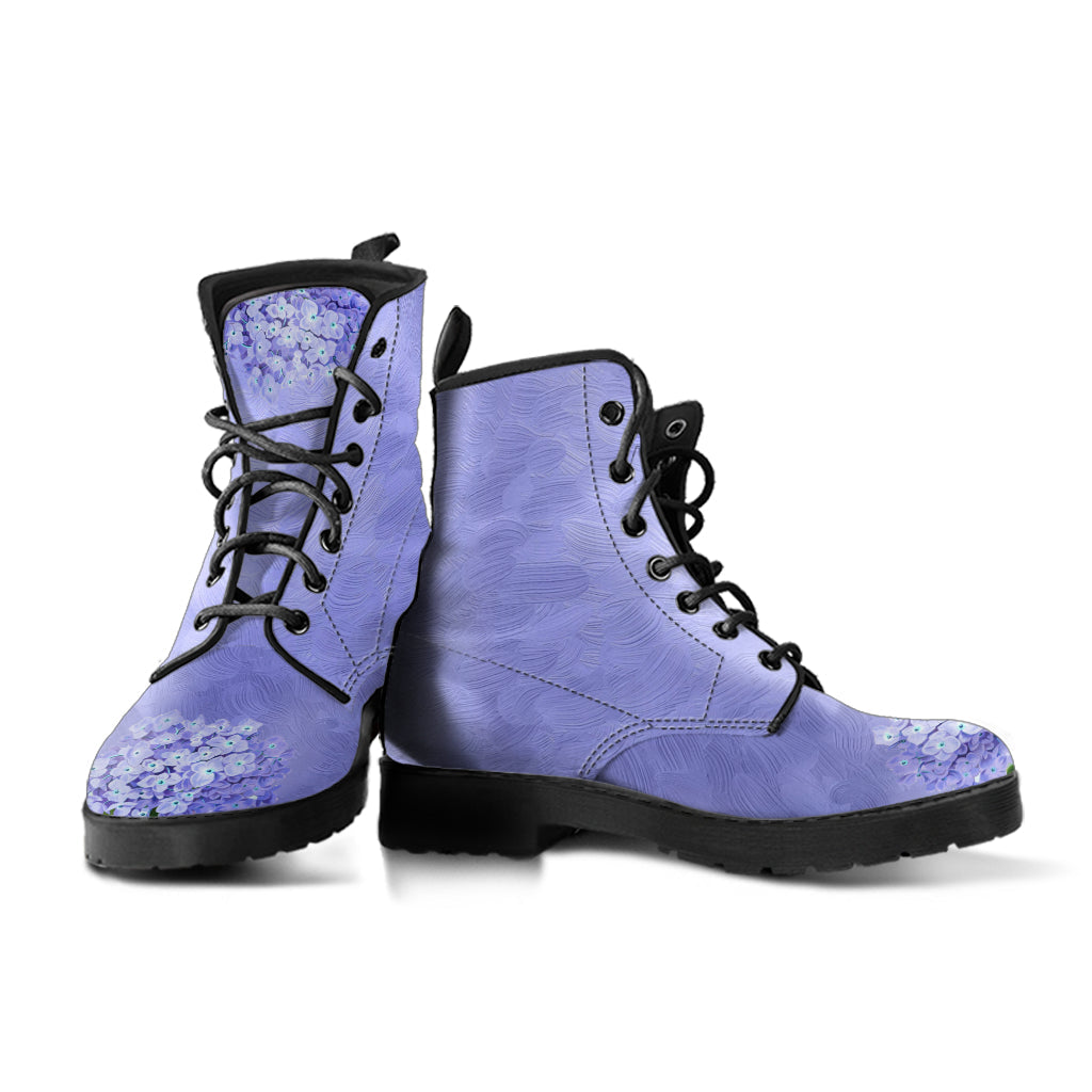 Combat Boots - Vintage Style Purple Flowers | Boho Shoes