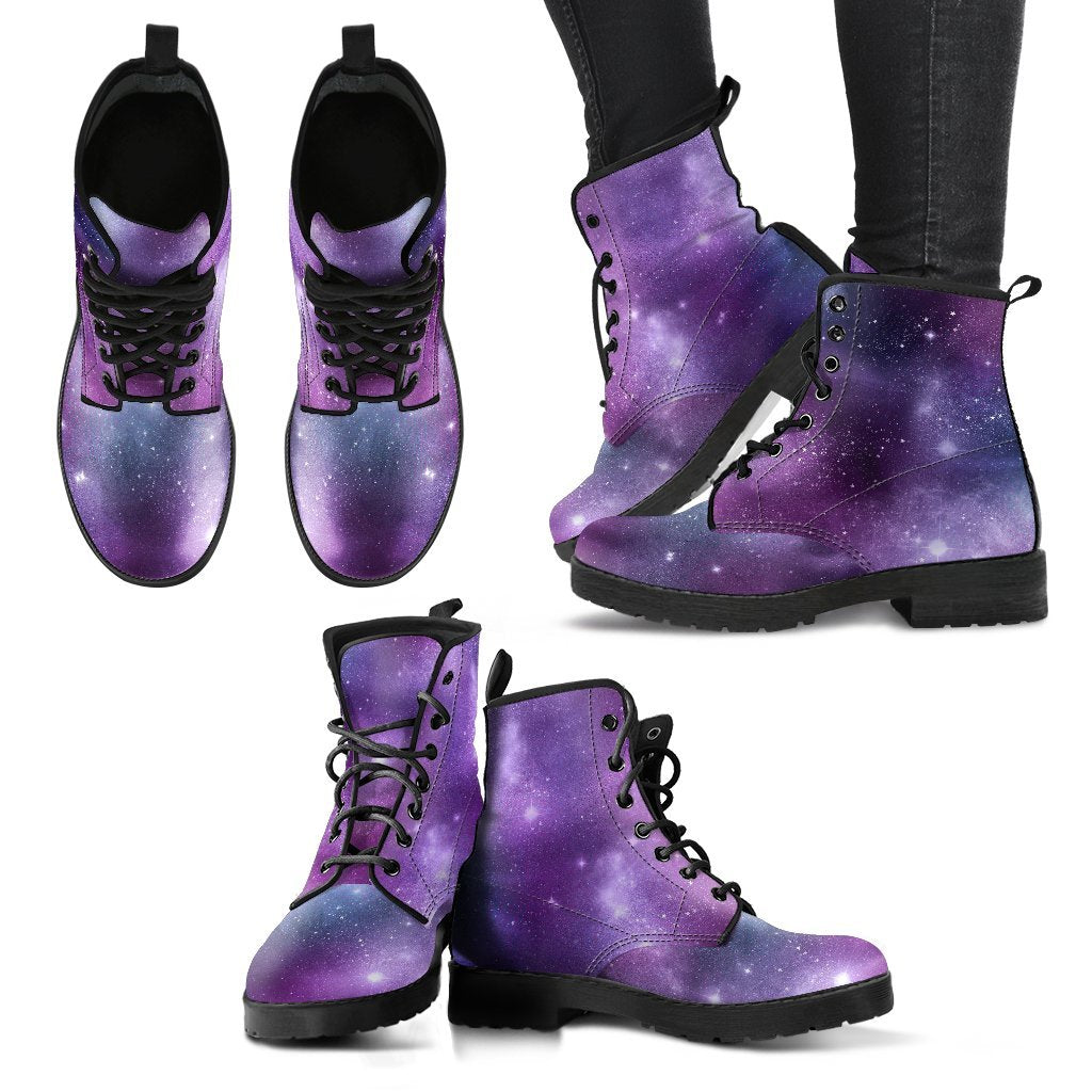 Combat Boots - Watercolor Galaxy | Purple Boots for Women