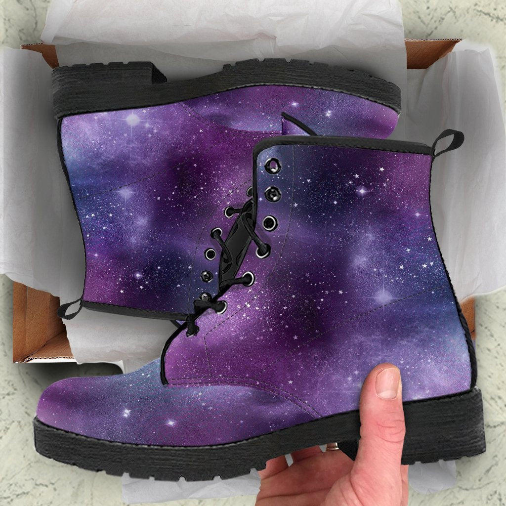 Combat Boots - Watercolor Galaxy | Purple Boots for Women