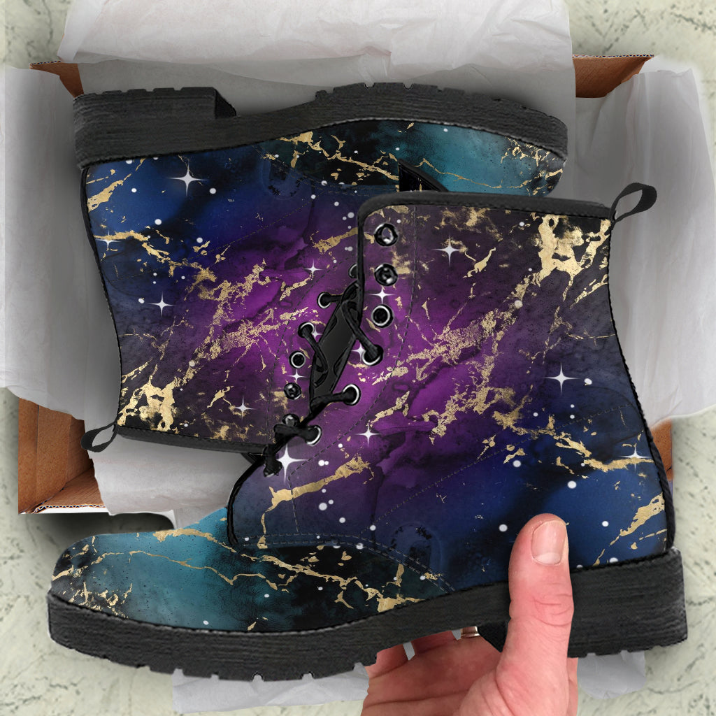 Combat Boots - Watercolor Marble Galaxy #1 | Custom Shoes