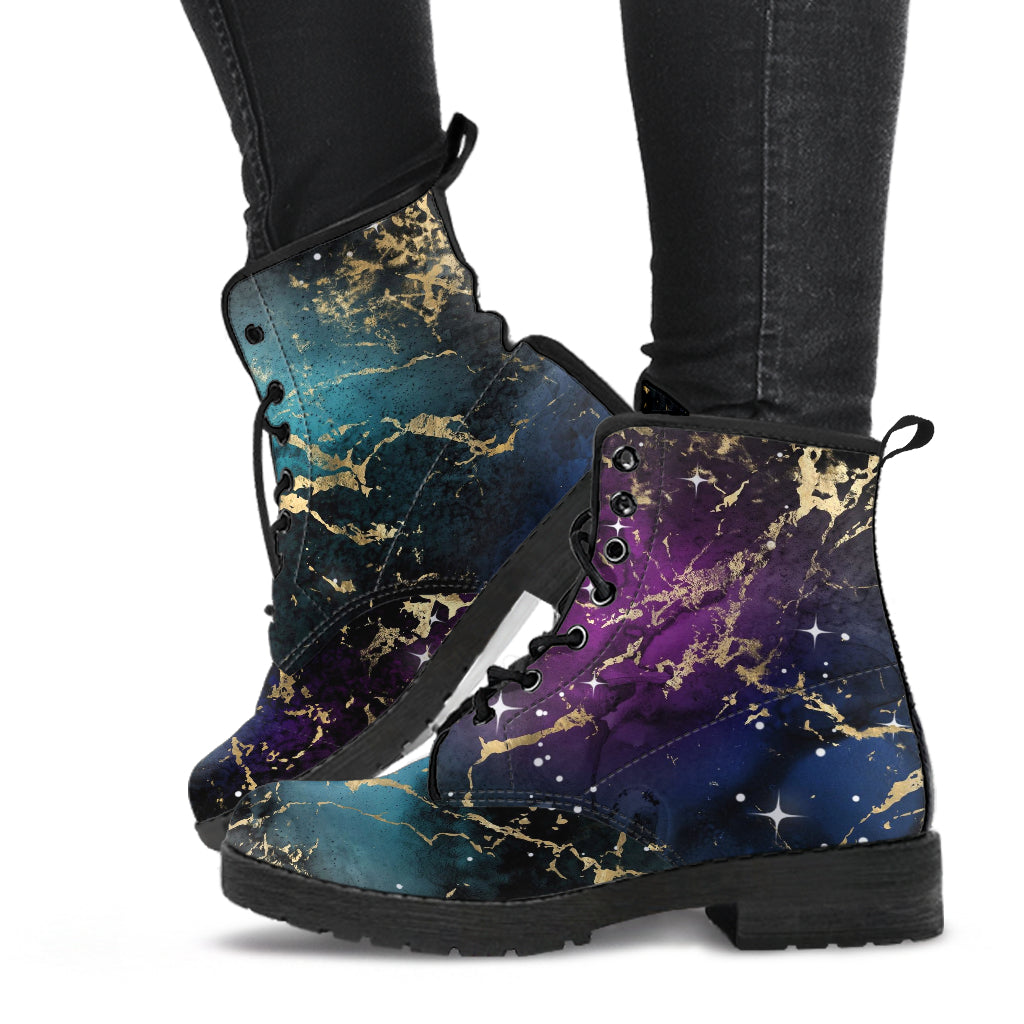 Combat Boots - Watercolor Marble Galaxy #1 | Custom Shoes