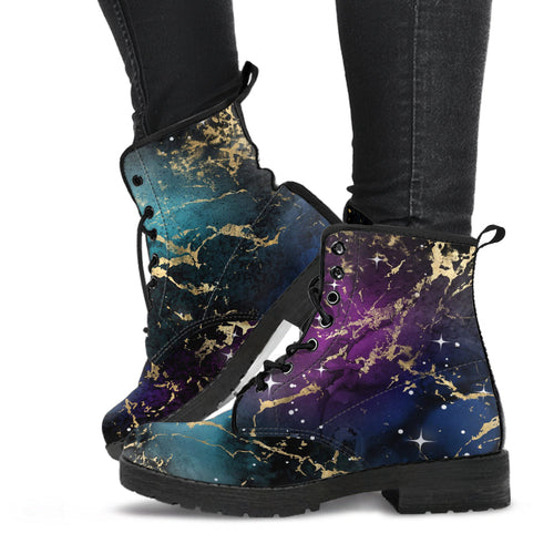Combat Boots - Watercolor Marble Galaxy #1 | Custom Shoes