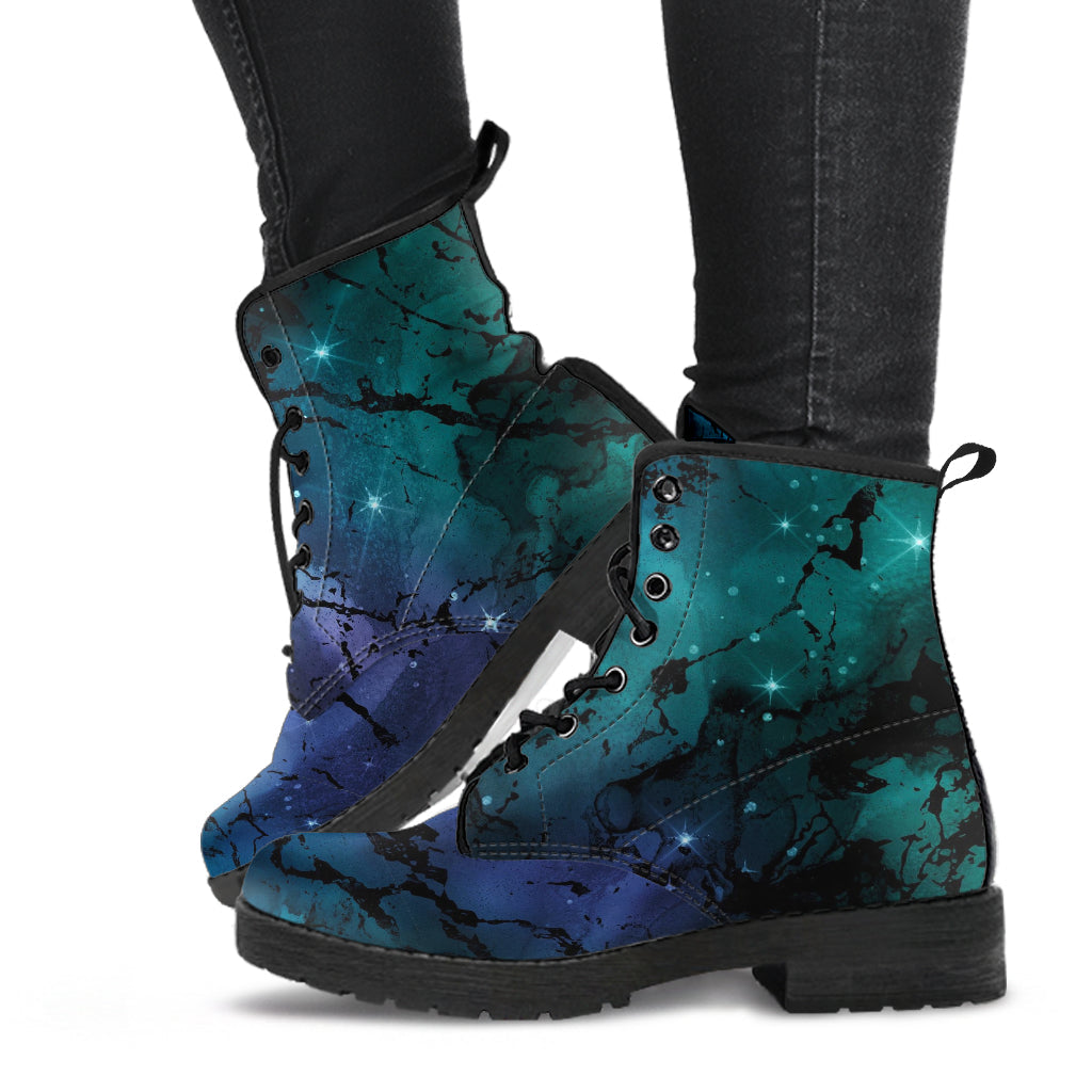Combat Boots - Watercolor Marble Galaxy #2 | Custom Shoes