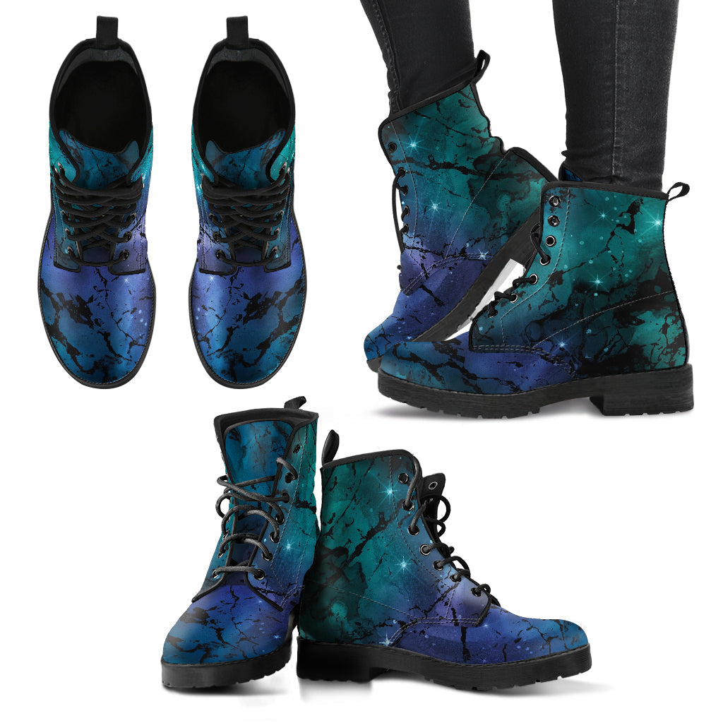 Combat Boots - Watercolor Marble Galaxy #2 | Custom Shoes