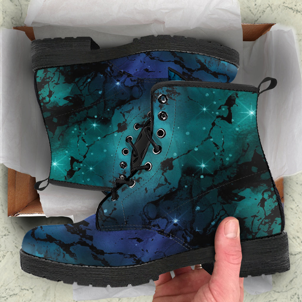 Combat Boots - Watercolor Marble Galaxy #2 | Custom Shoes