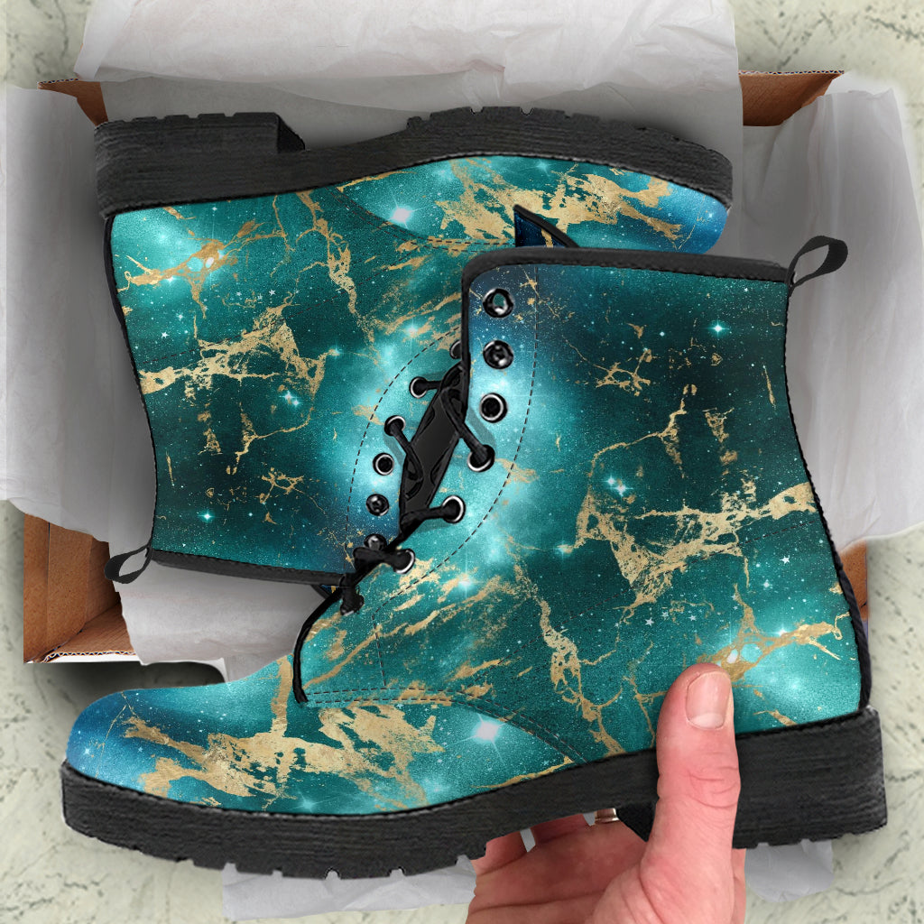 Combat Boots - Watercolor Marble Galaxy #3 | Custom Shoes