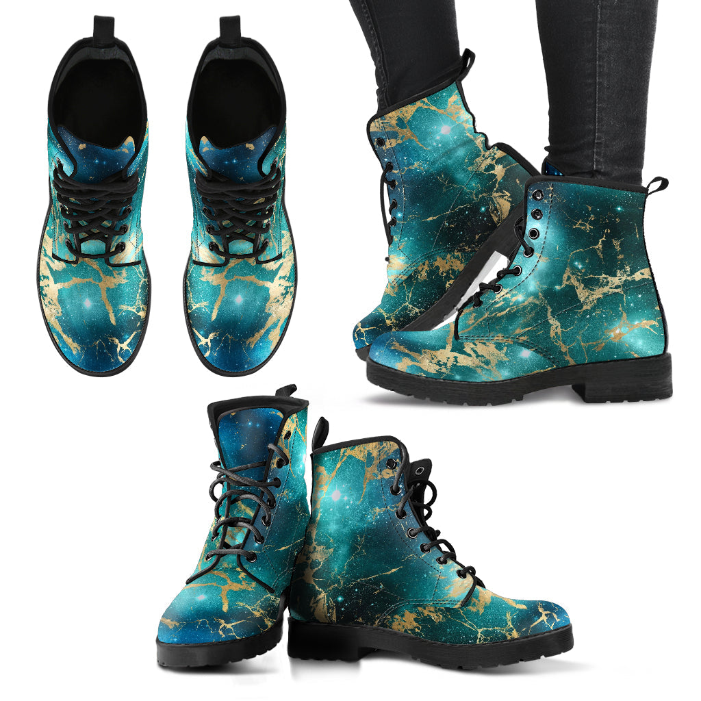 Combat Boots - Watercolor Marble Galaxy #3 | Custom Shoes