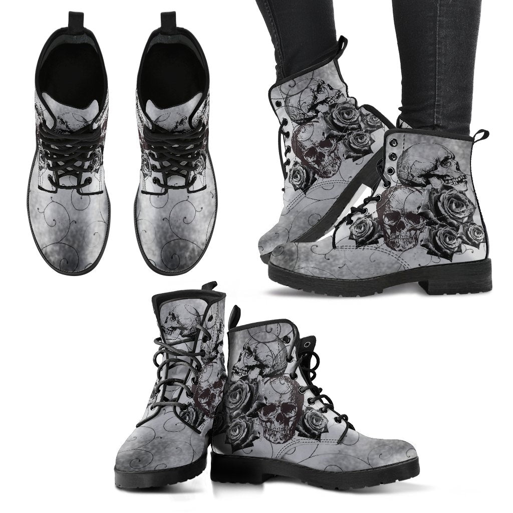 Combat Boots - Witch’s Gray Boots | Goth Boots Gothic Boots