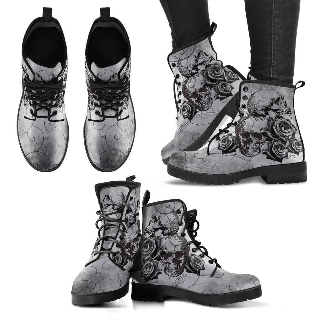 Combat Boots - Witch’s Gray Boots | Goth Boots Gothic Boots
