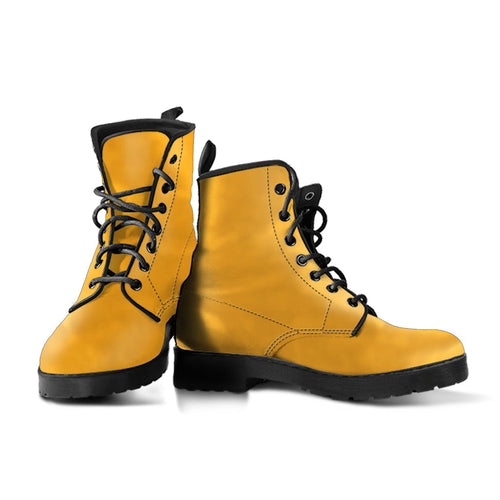 Combat Boots - Yellow | Boho Shoes Handmade Lace Up Boots