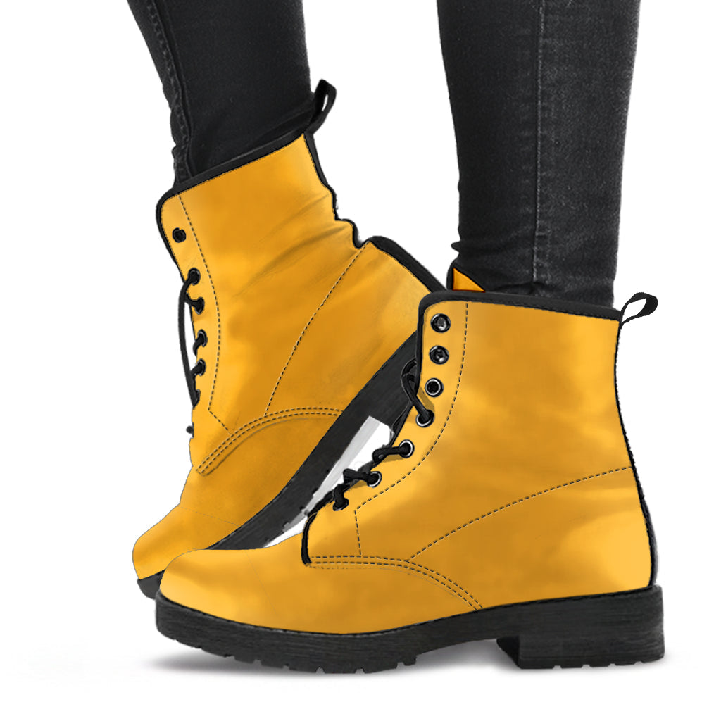 Combat Boots - Yellow | Boho Shoes Handmade Lace Up Boots