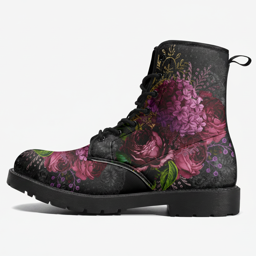 combat boots beautiful flowers boots