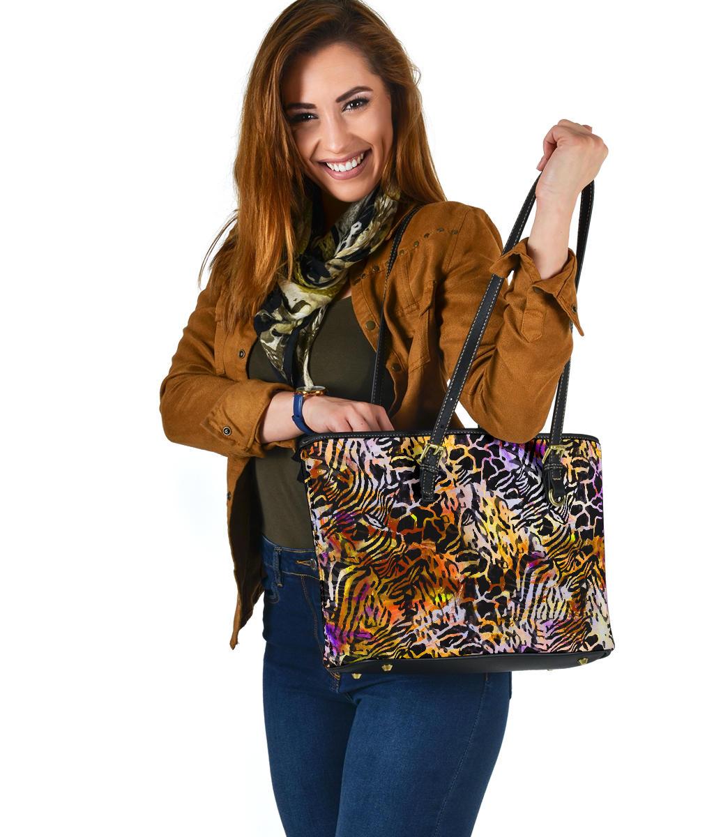Custom Tote Bag (Vegan Leather) - Distressed Animal Print