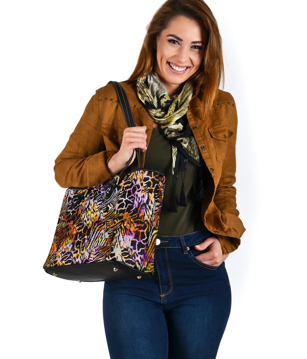 Custom Tote Bag (Vegan Leather) - Distressed Animal Print