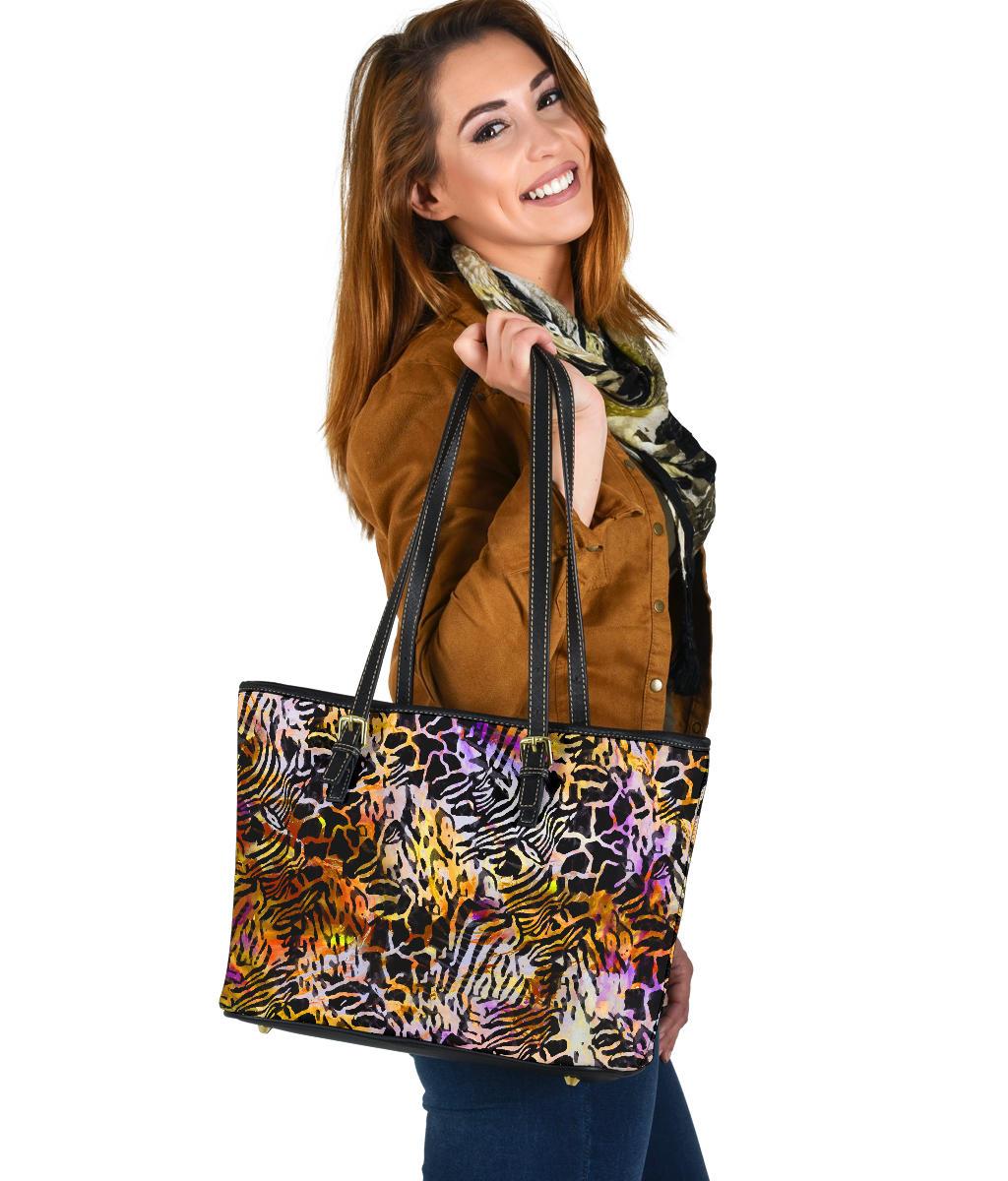 Custom Tote Bag (Vegan Leather) - Distressed Animal Print