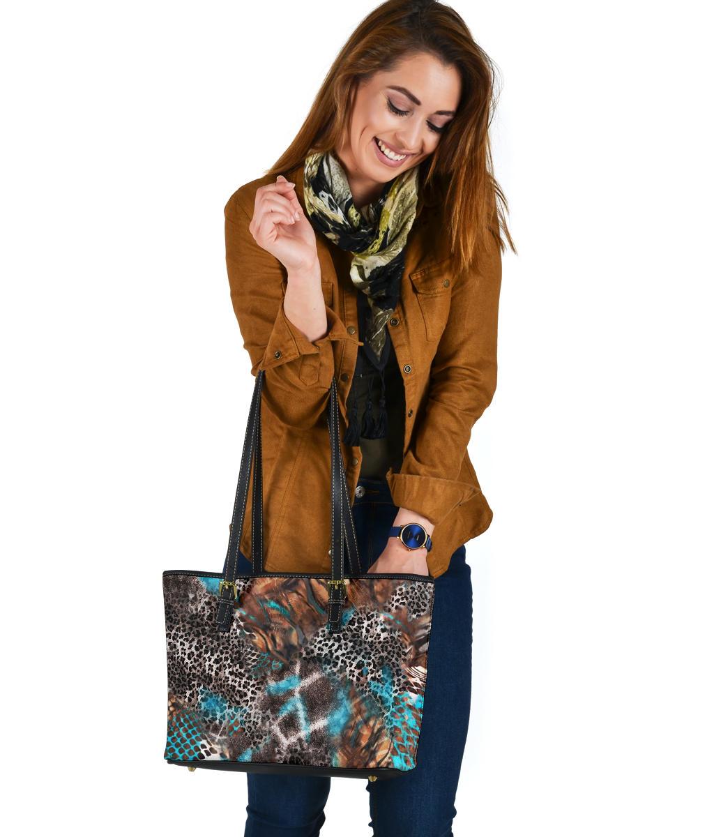 Custom Tote Bag (Vegan Leather) - Distressed Animal Print