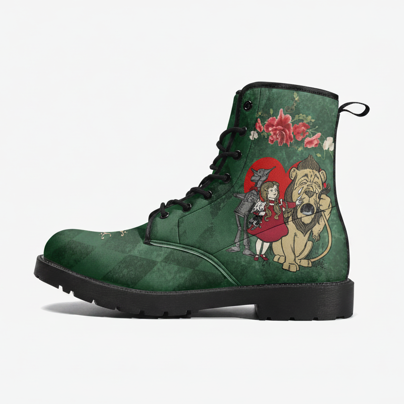 Combat Boots - The Wizard of Oz Gifts #102 Green | Women's Hipster Boots, Custom Shoes, 90s Boots, 2000s Boots