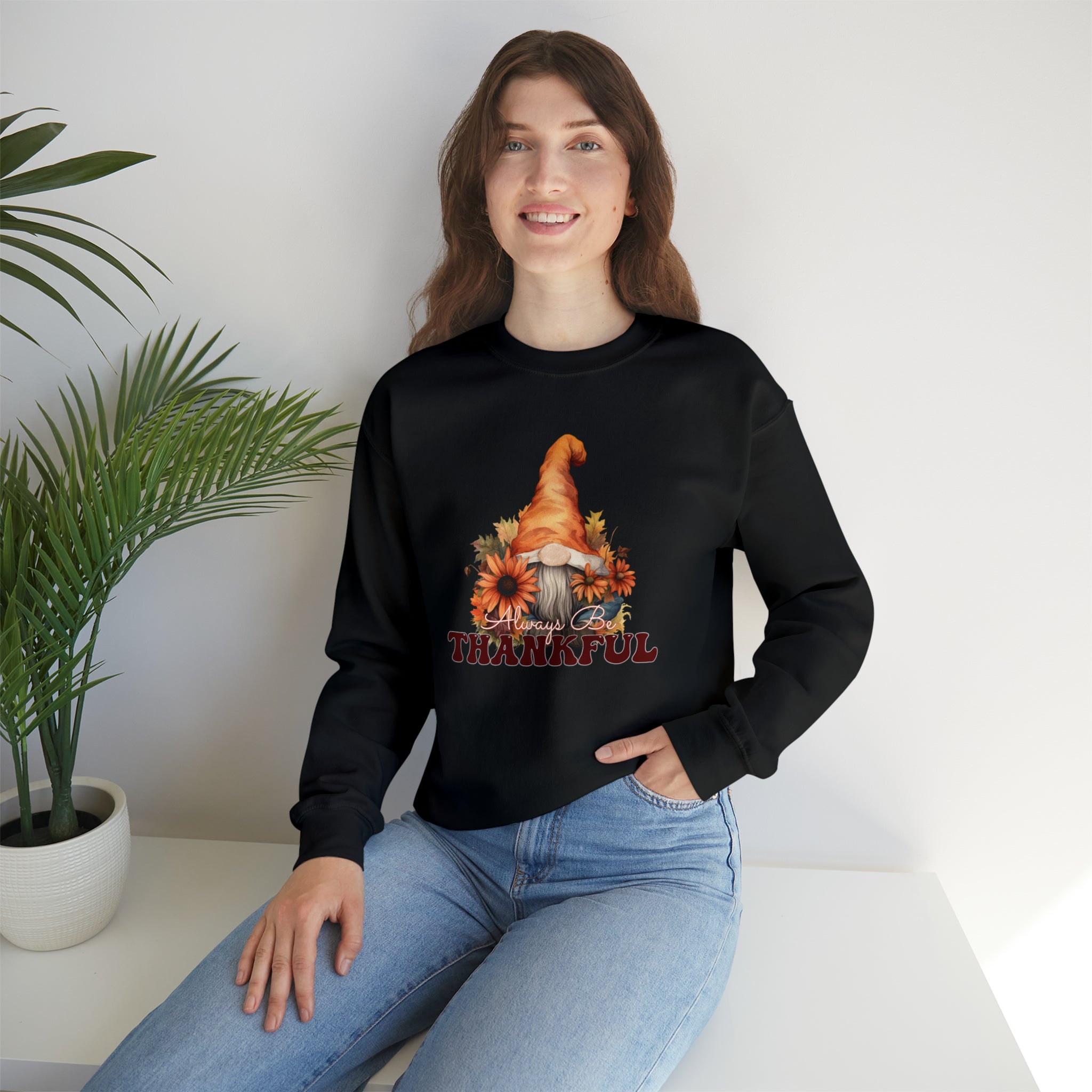 Fall Gnome Thanksgiving Crewneck Sweatshirt 4 Crewnecked