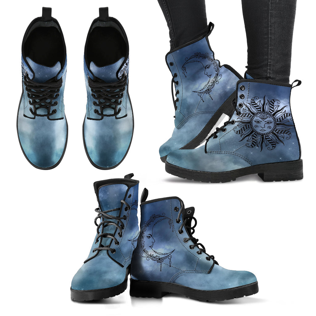 Fashion Combat Boots - Sun and Moon Boots #17 Galaxy