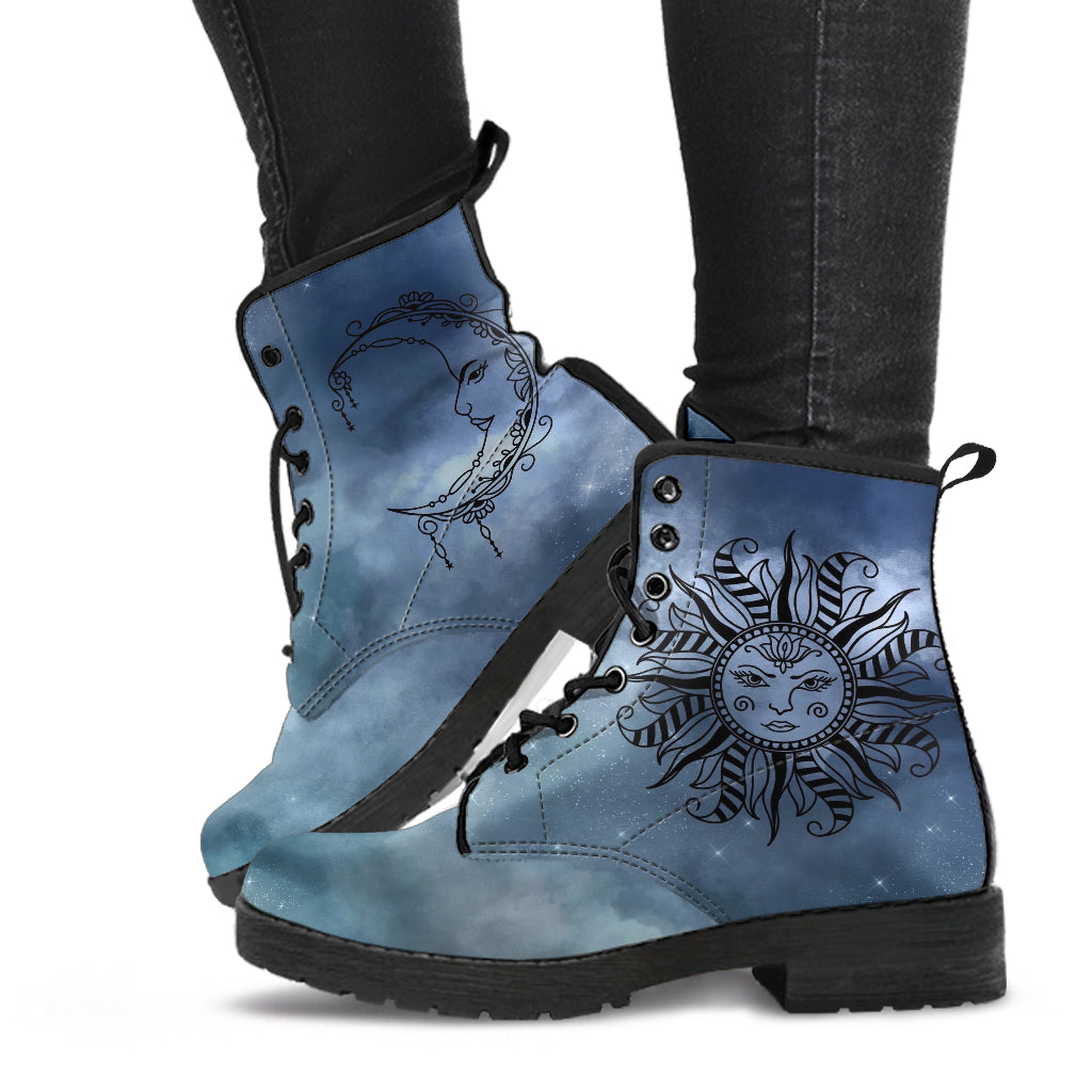 Fashion Combat Boots - Sun and Moon Boots #17 Galaxy