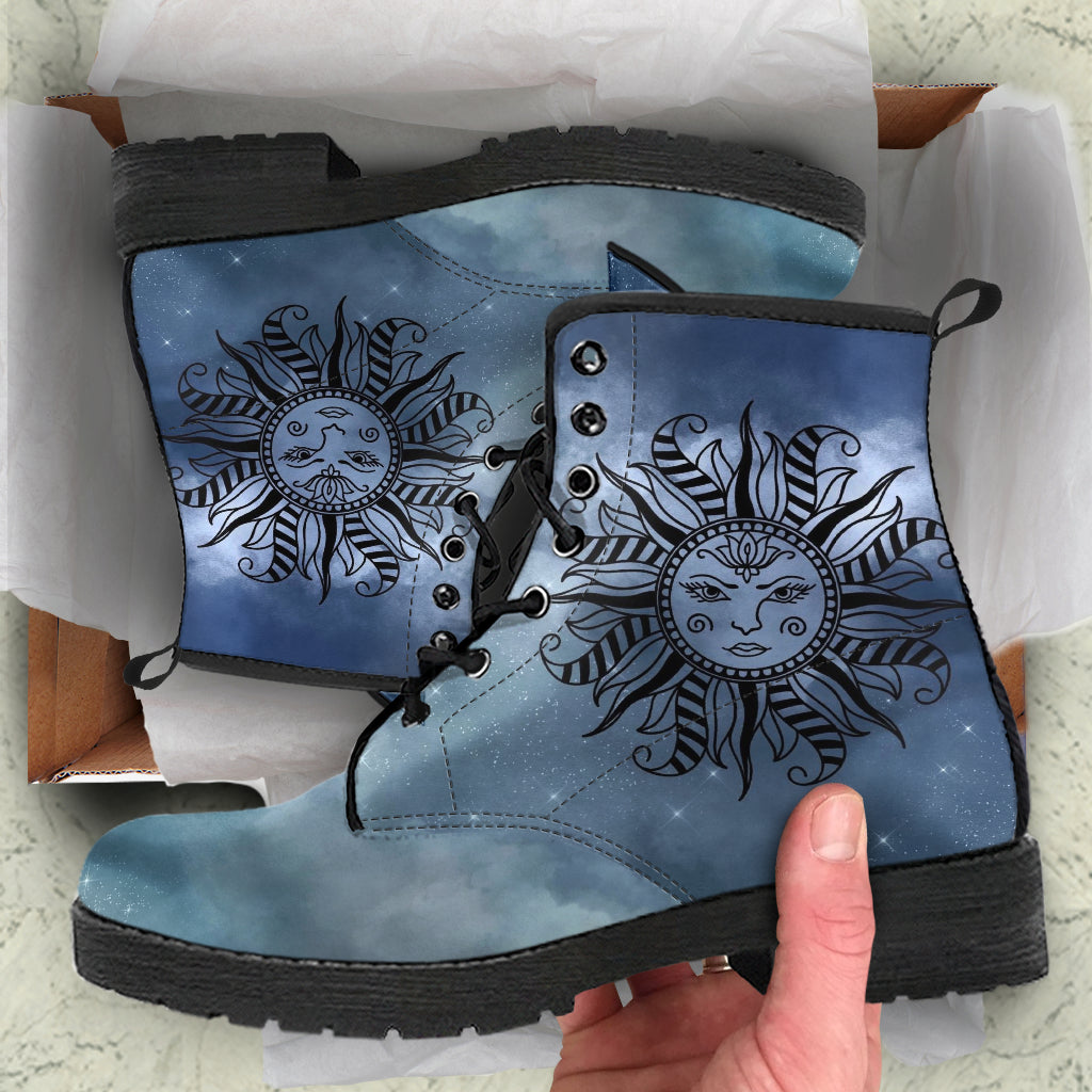 Fashion Combat Boots - Sun and Moon Boots #17 Galaxy