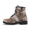 Fashion Combat Boots - Vintage Look Distressed Snake Skin