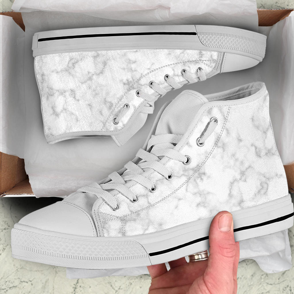 High Top Sneakers - Marble Print #101 | Custom Canvas Shoes