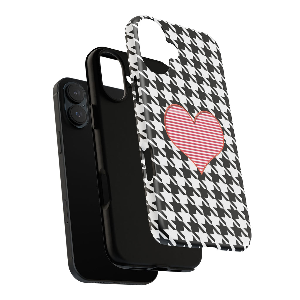 iPhone Case Tough Cases - Houndstooth #101 Pink Heart