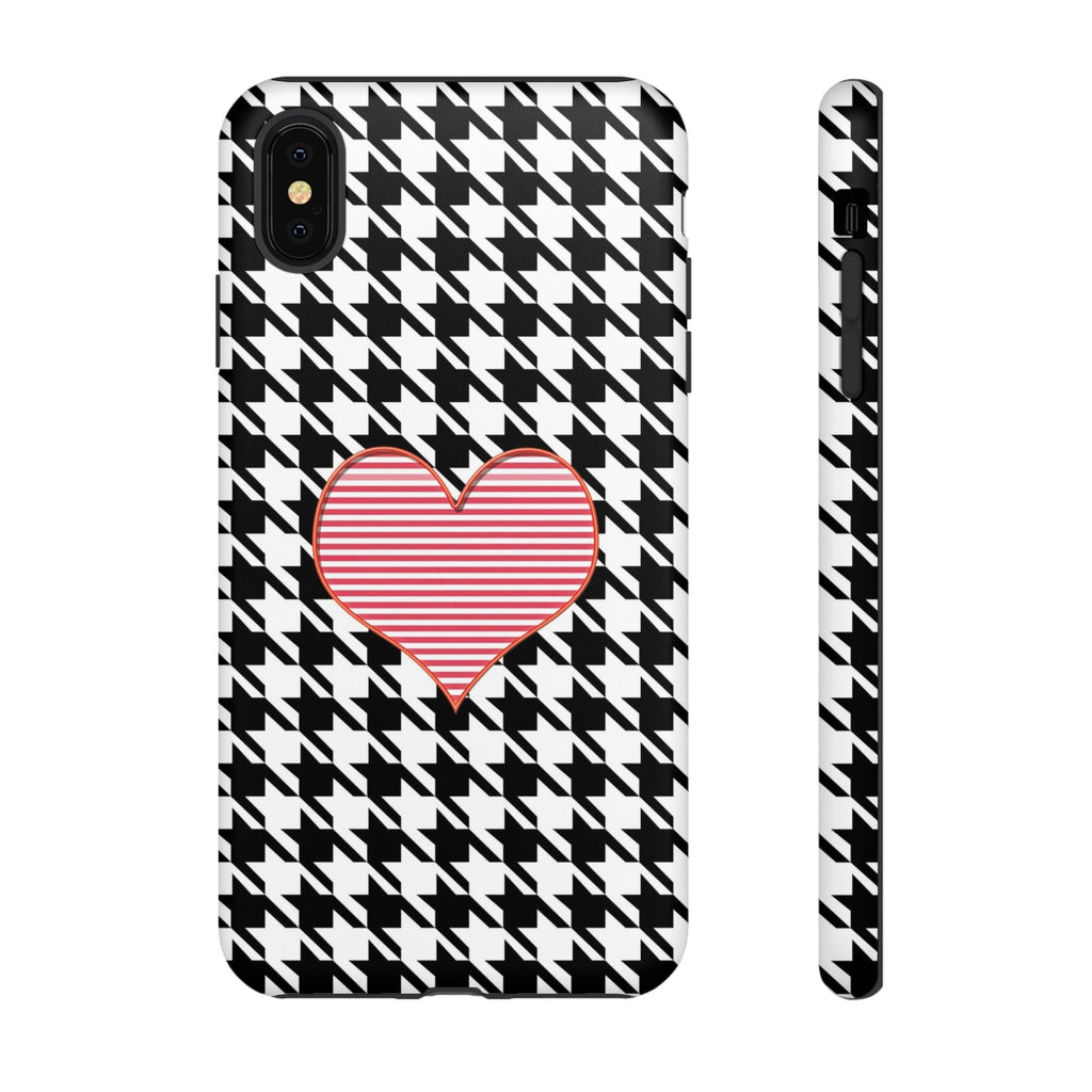 iPhone Case Tough Cases - Houndstooth #101 Pink Heart