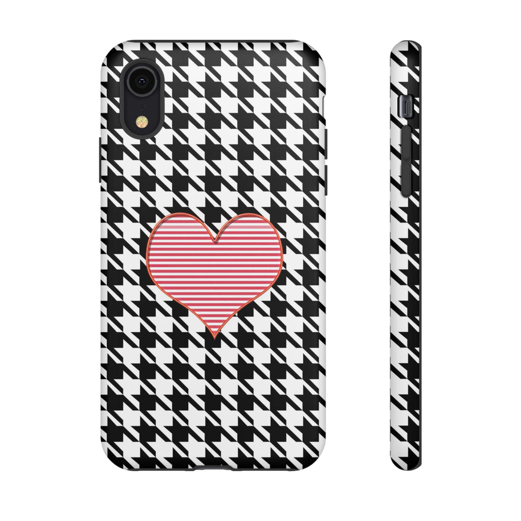 iPhone Case Tough Cases - Houndstooth #101 Pink Heart