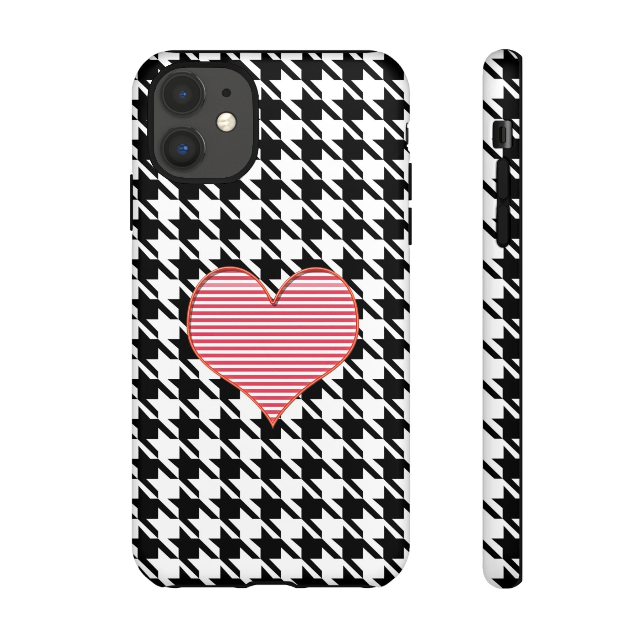iPhone Case Tough Cases - Houndstooth #101 Pink Heart